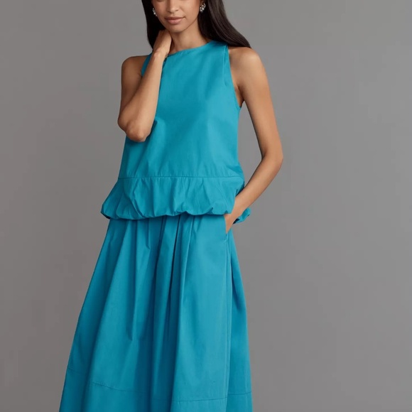 NWT Anthropologie Maeve Sleeveless Bubble Top Blue Size M - Picture 1 of 4
